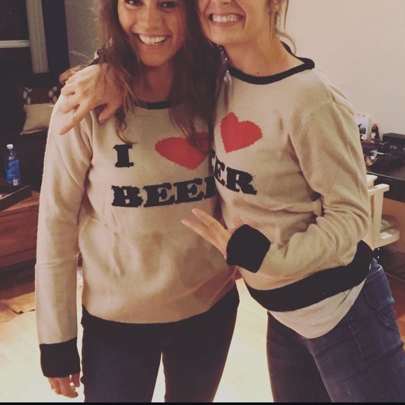 For Love & Lemons KNITZ I Heart Beer Sweater in Ivory Cream size Small - Picture 4 of 4